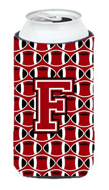 Letter F Football Red, Black and White Tall Boy Beverage Insulator Hugger CJ1073-FTBC by Caroline's Treasures