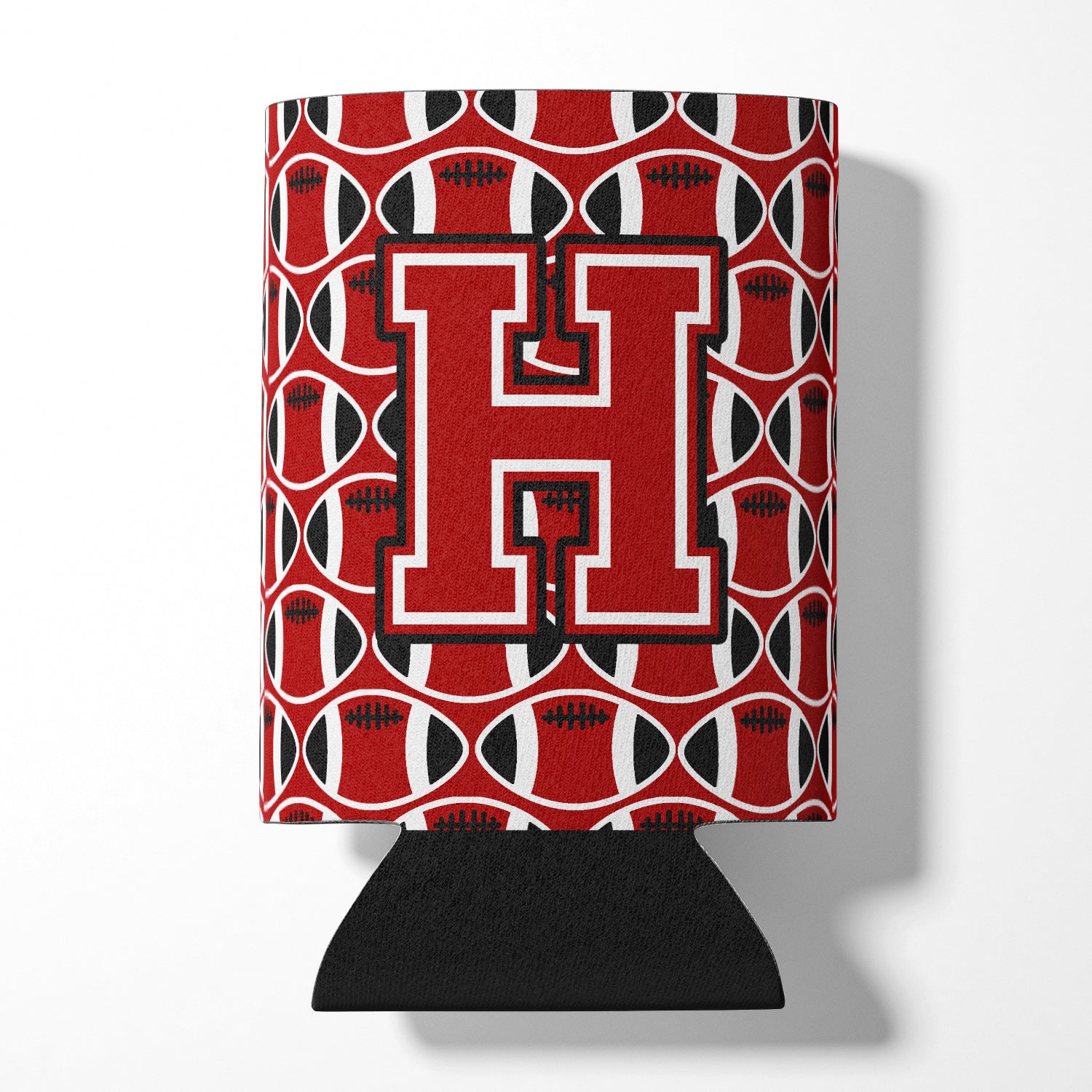 Letter H Football Red, Black and White Can or Bottle Hugger CJ1073-HCC.