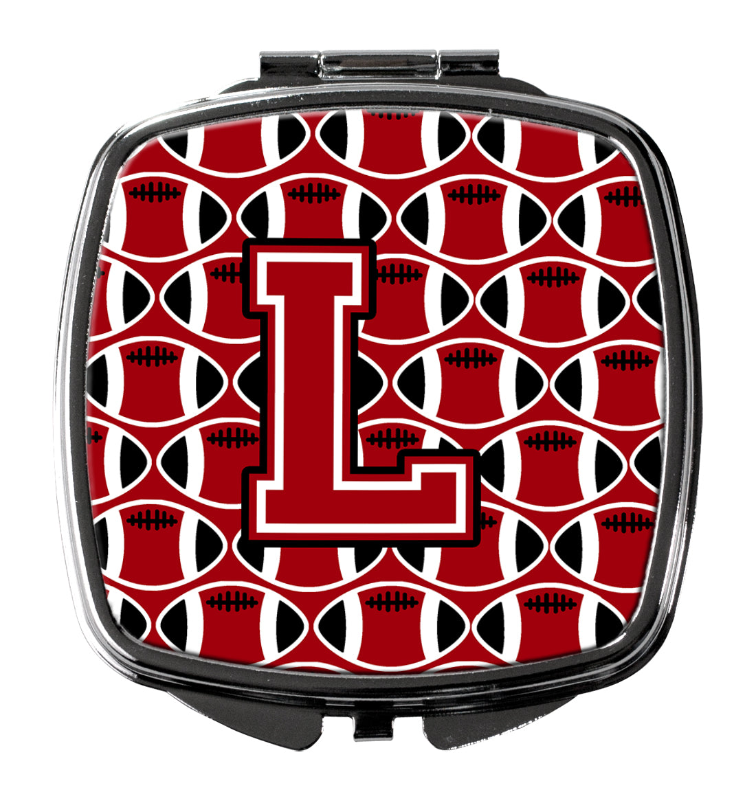 Letter L Football Red, Black and White Compact Mirror CJ1073-LSCM  the-store.com.