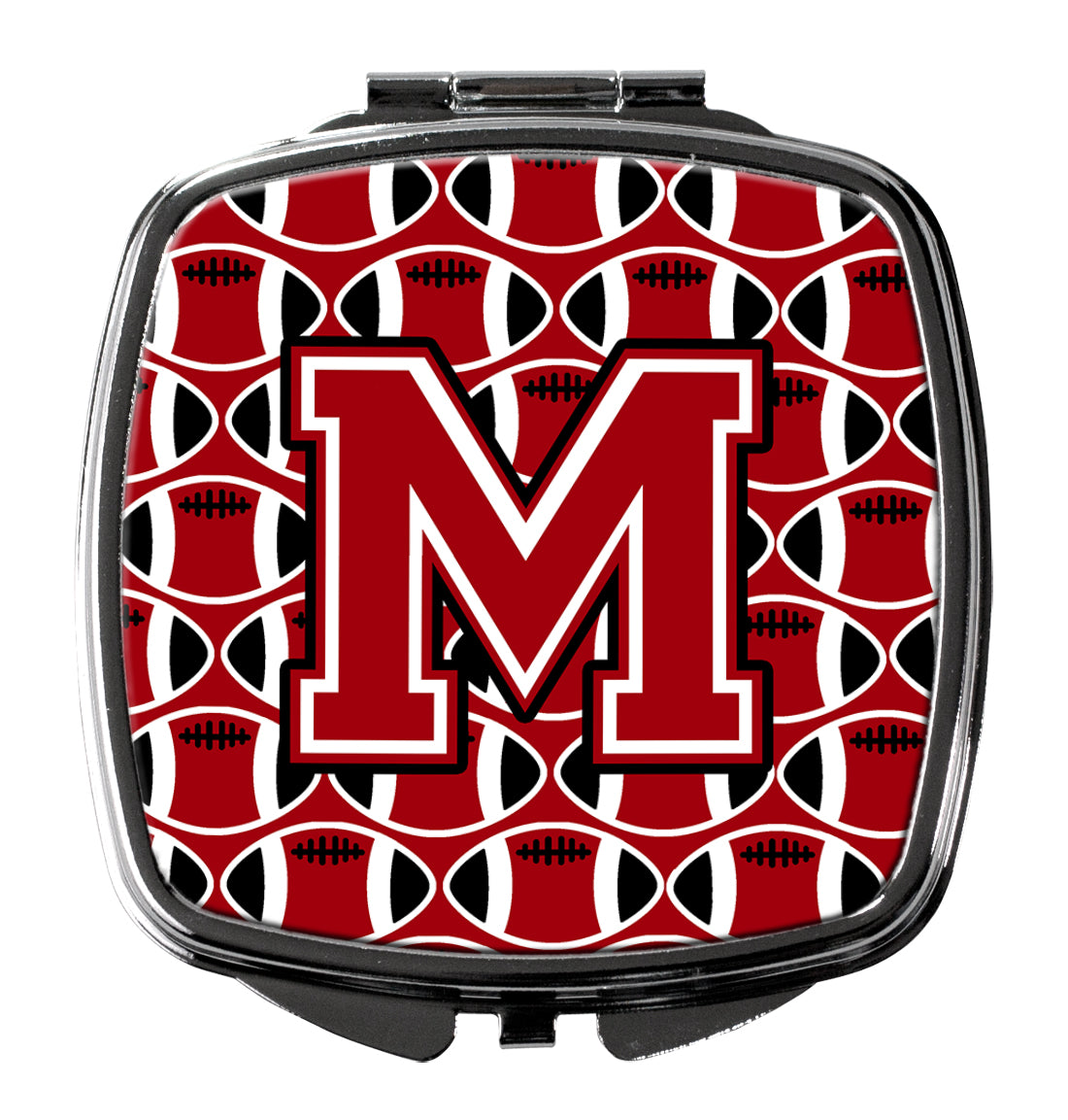 Letter M Football Red, Black and White Compact Mirror CJ1073-MSCM  the-store.com.