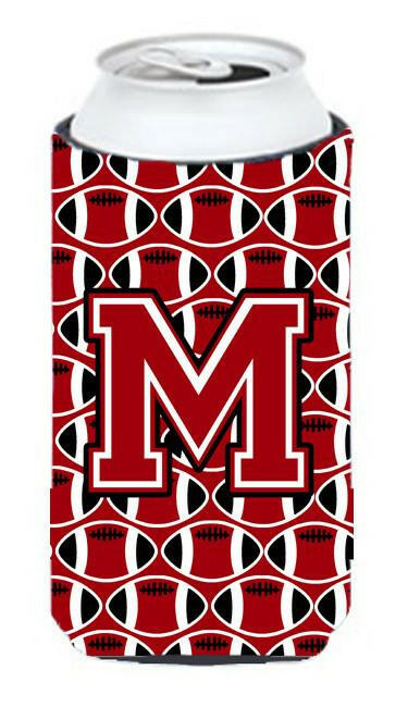 Letter M Football Red, Black and White Tall Boy Beverage Insulator Hugger CJ1073-MTBC by Caroline's Treasures