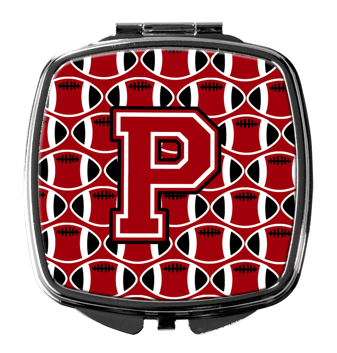 Letter P Football Red, Black and White Compact Mirror CJ1073-PSCM  the-store.com.