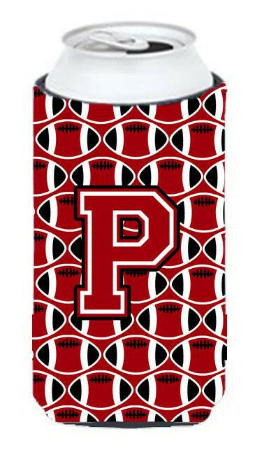 Letter P Football Red, Black and White Tall Boy Beverage Insulator Hugger CJ1073-PTBC by Caroline's Treasures