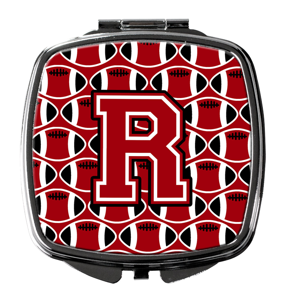 Letter R Football Red, Black and White Compact Mirror CJ1073-RSCM  the-store.com.