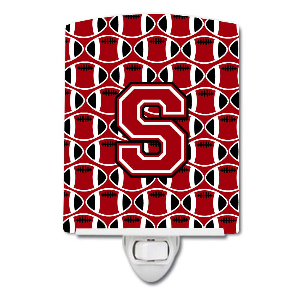 Letter S Football Red, Black and White Ceramic Night Light CJ1073-SCNL - the-store.com