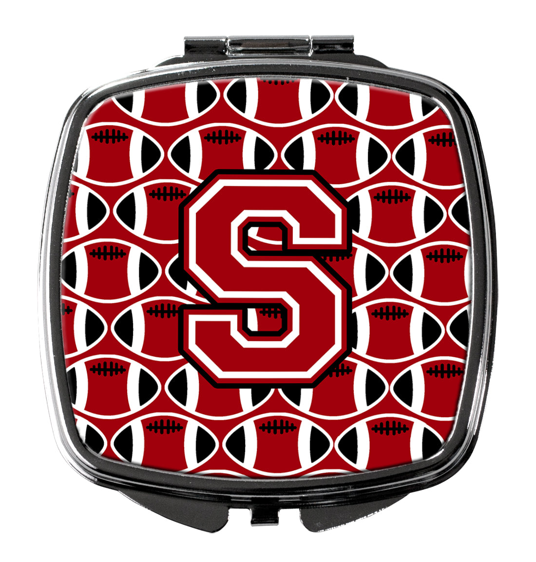 Letter S Football Red, Black and White Compact Mirror CJ1073-SSCM  the-store.com.