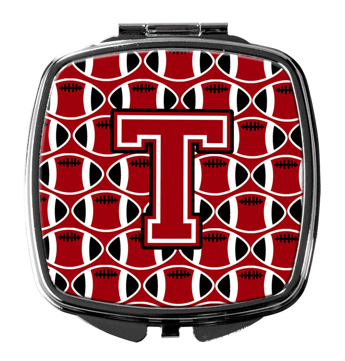 Letter T Football Red, Black and White Compact Mirror CJ1073-TSCM  the-store.com.