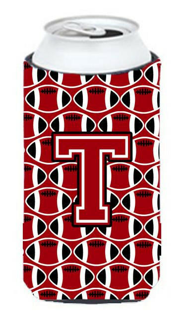 Letter T Football Red, Black and White Tall Boy Beverage Insulator Hugger CJ1073-TTBC by Caroline's Treasures