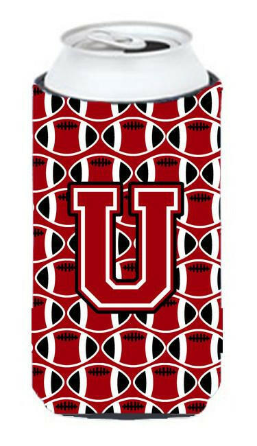 Letter U Football Red, Black and White Tall Boy Beverage Insulator Hugger CJ1073-UTBC by Caroline's Treasures