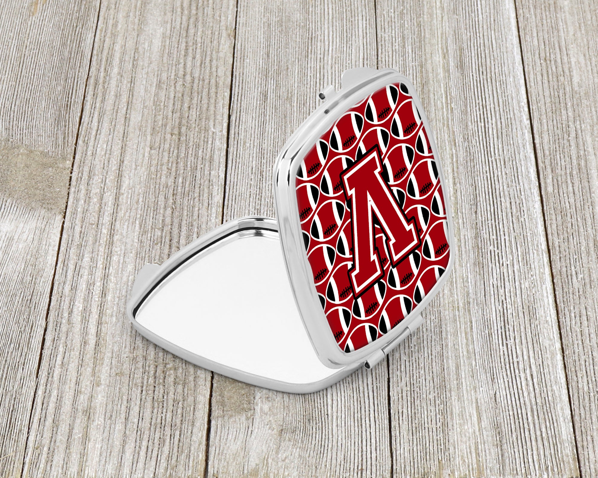 Letter V Football Red, Black and White Compact Mirror CJ1073-VSCM  the-store.com.