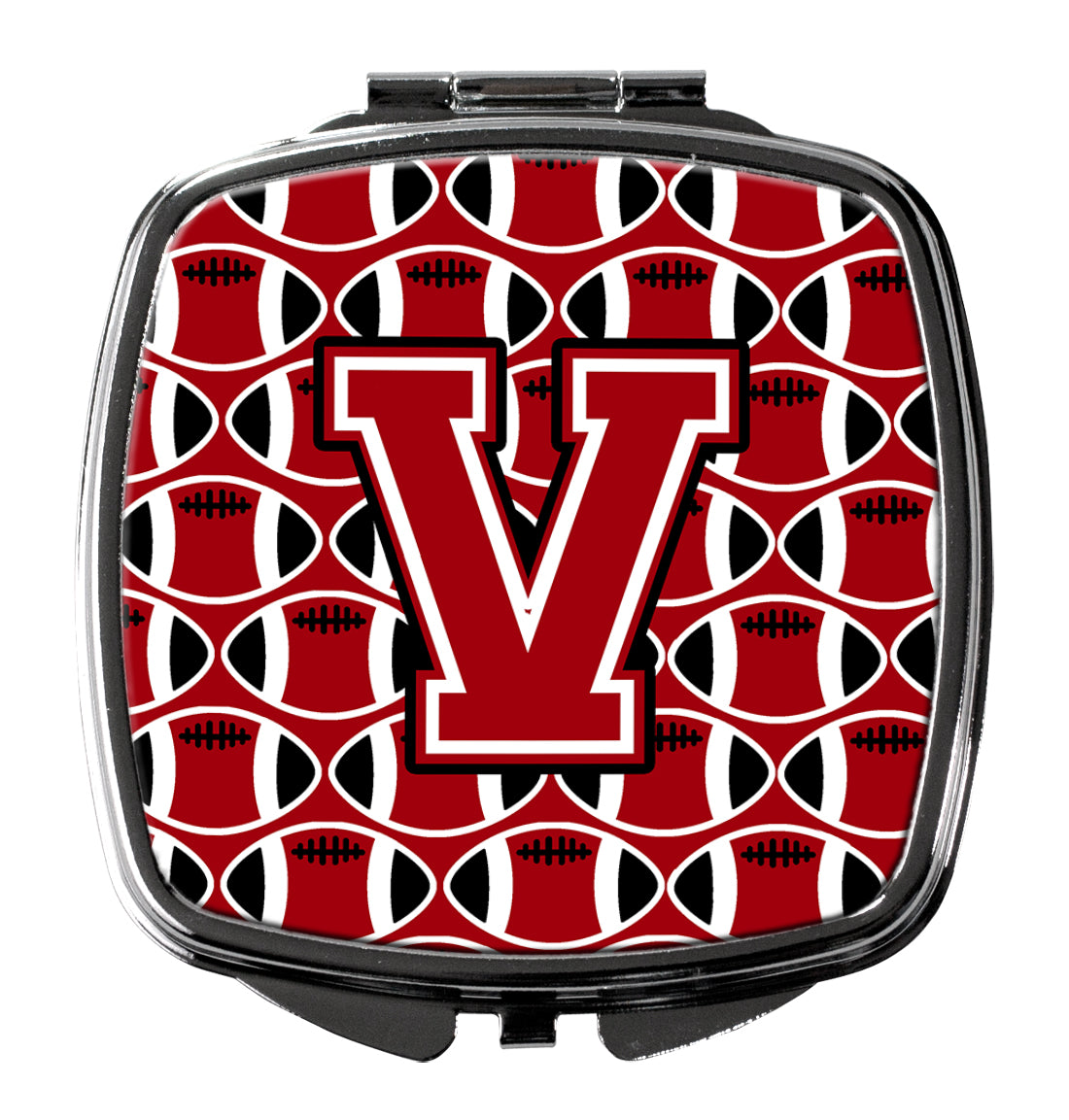 Letter V Football Red, Black and White Compact Mirror CJ1073-VSCM  the-store.com.