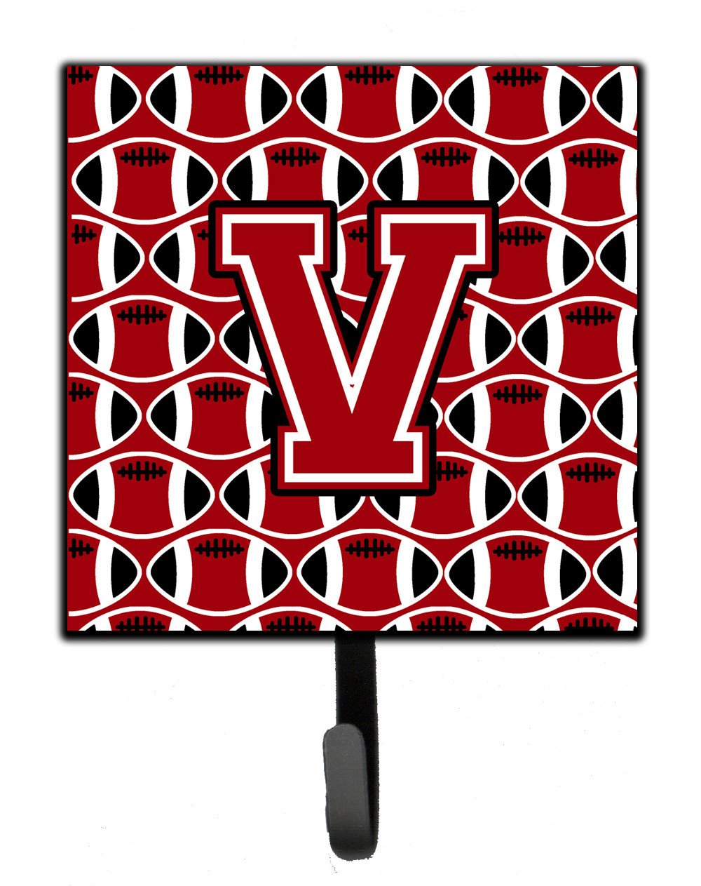 Letter V Football Red, Black and White Leash or Key Holder CJ1073-VSH4 by Caroline's Treasures