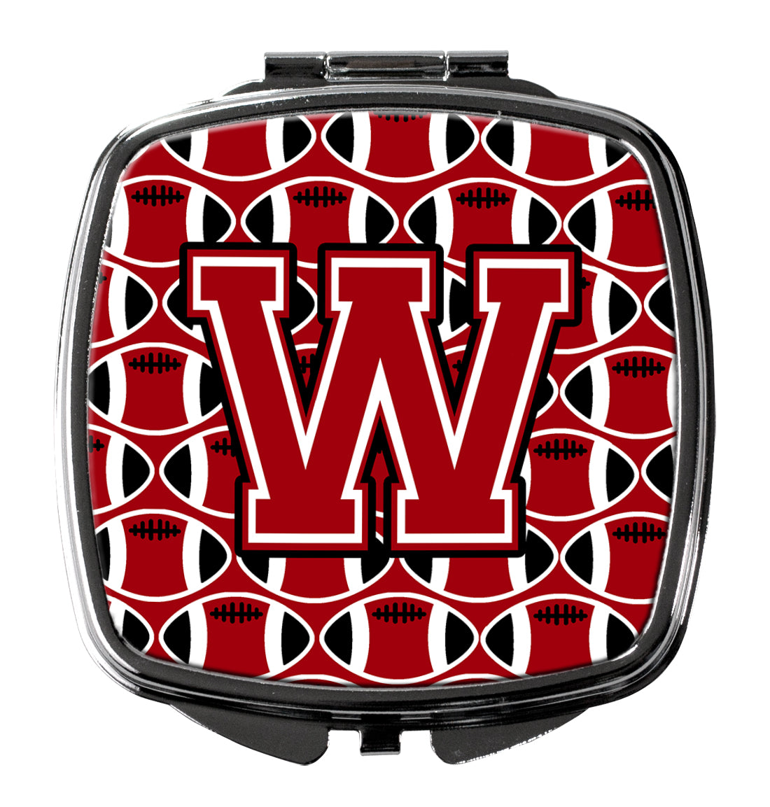 Letter W Football Red, Black and White Compact Mirror CJ1073-WSCM  the-store.com.