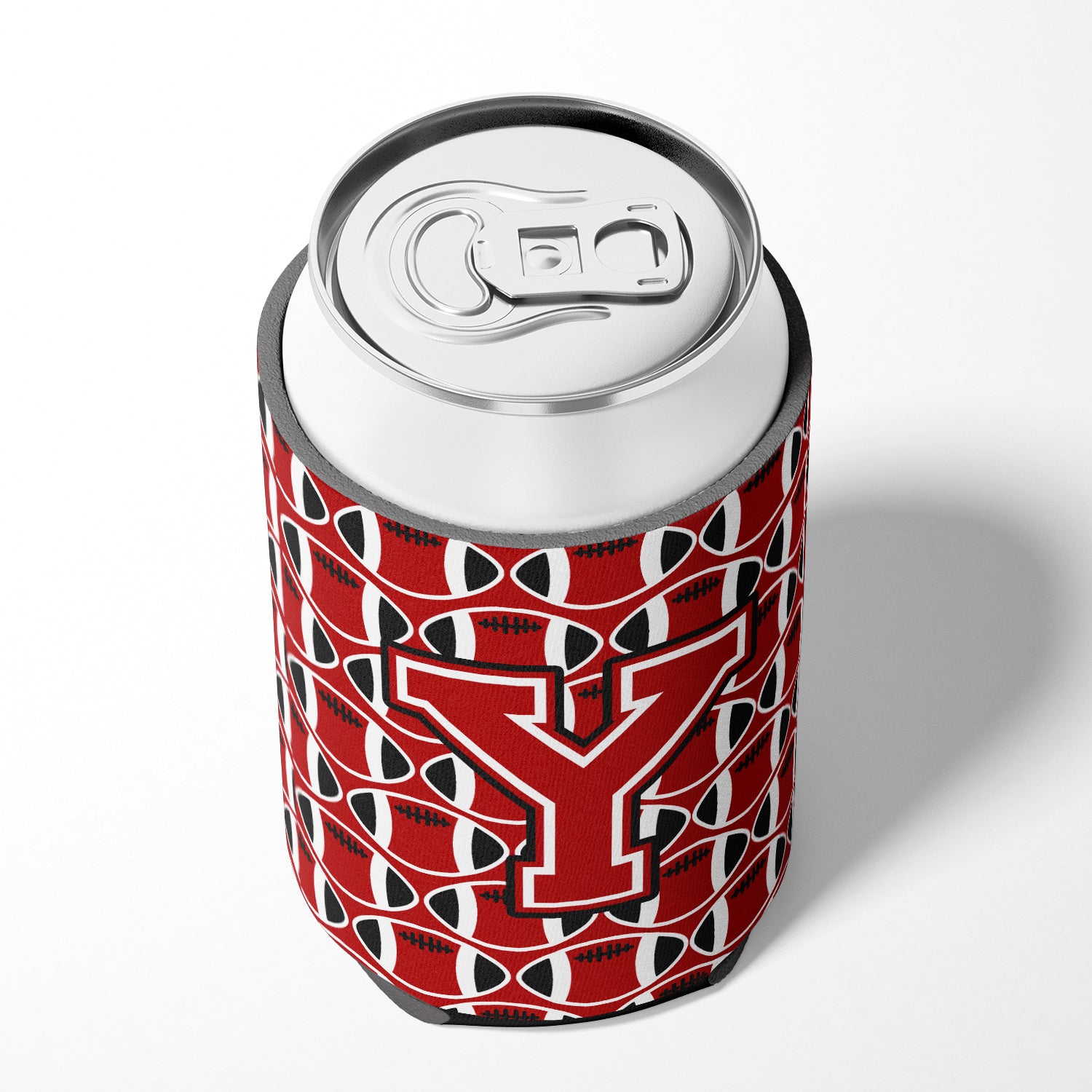 Letter Y Football Red, Black and White Can or Bottle Hugger CJ1073-YCC.