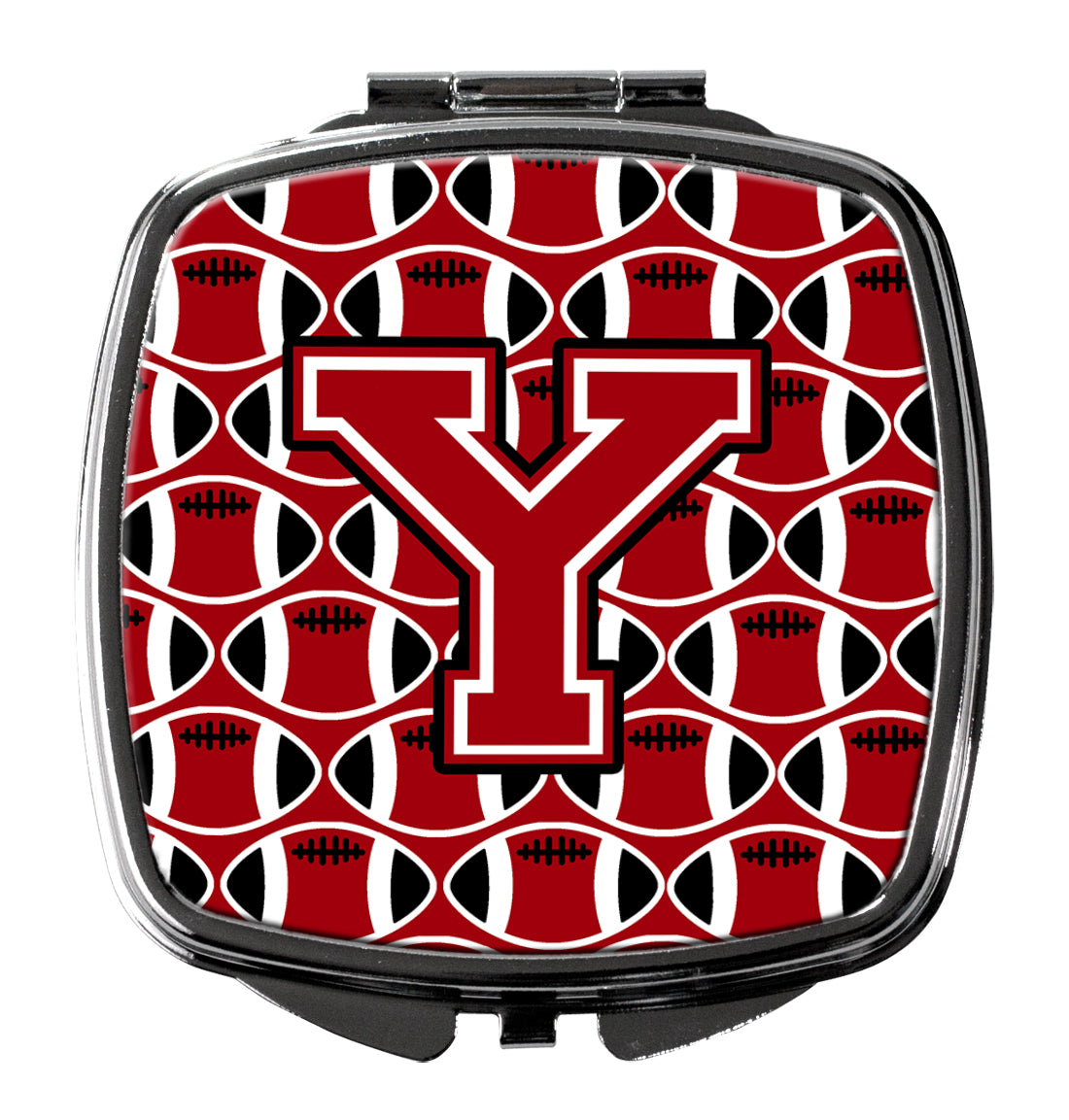 Letter Y Football Red, Black and White Compact Mirror CJ1073-YSCM  the-store.com.