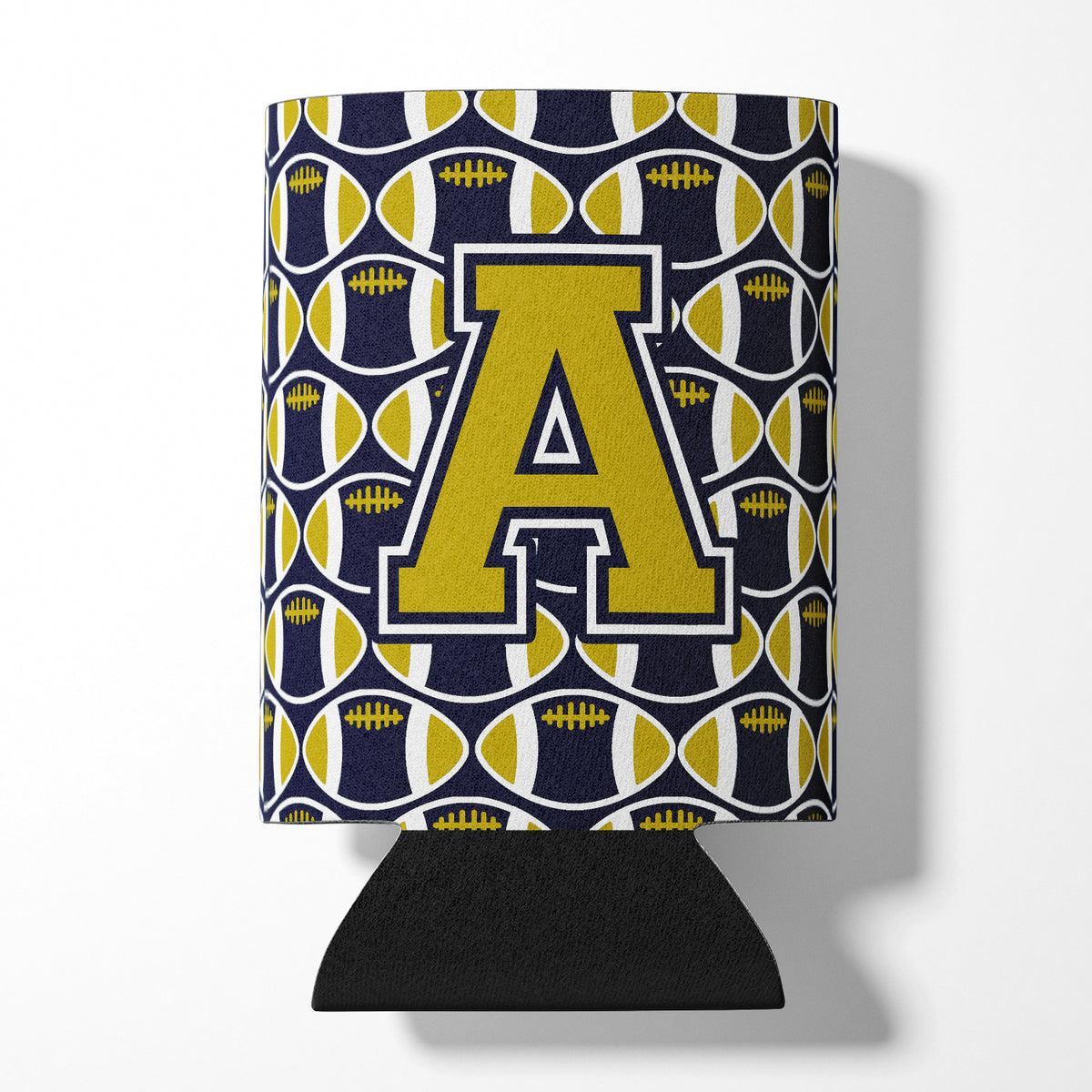 Letter A Football Blue and Gold Can or Bottle Hugger CJ1074-ACC.