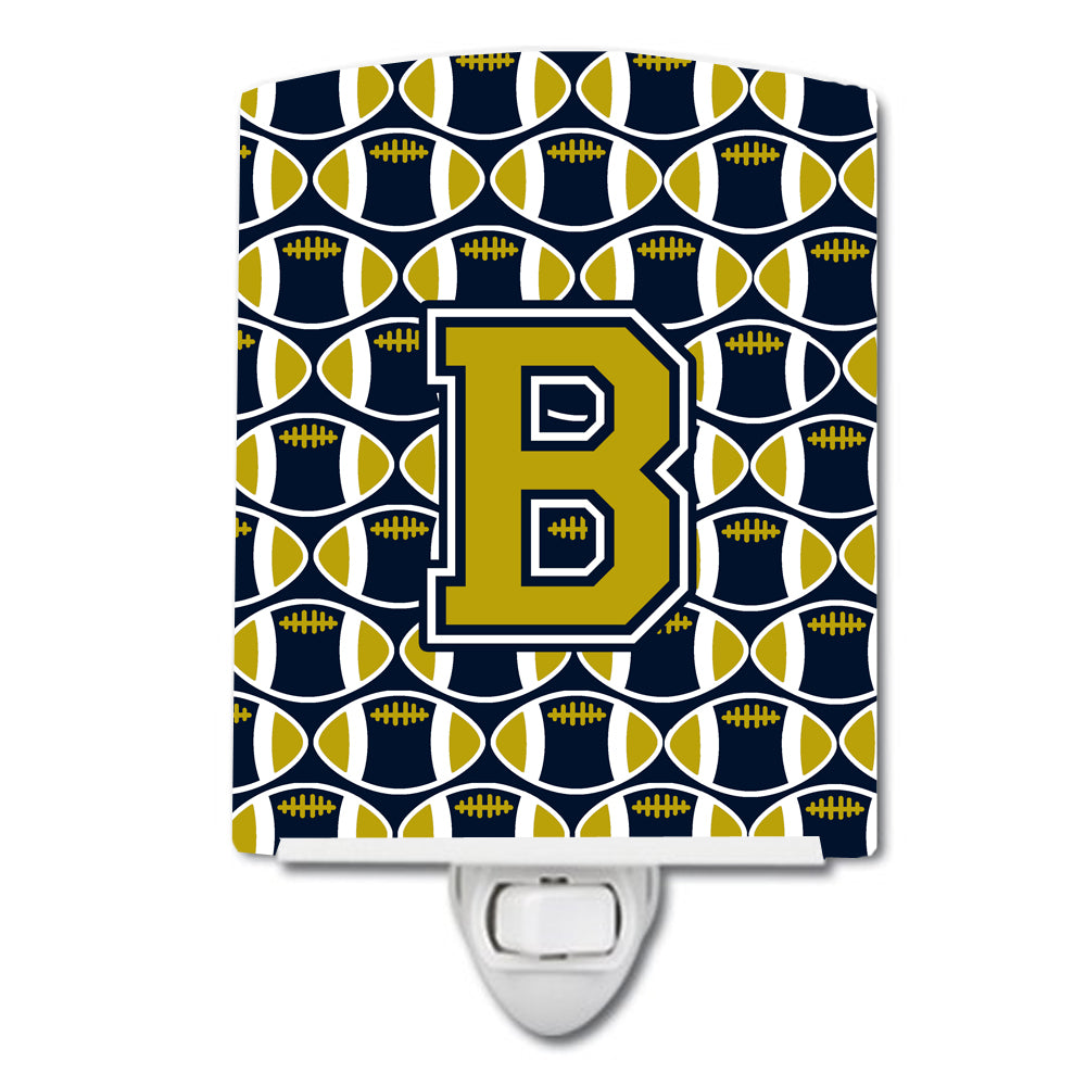 Letter B Football Blue and Gold Ceramic Night Light CJ1074-BCNL - the-store.com