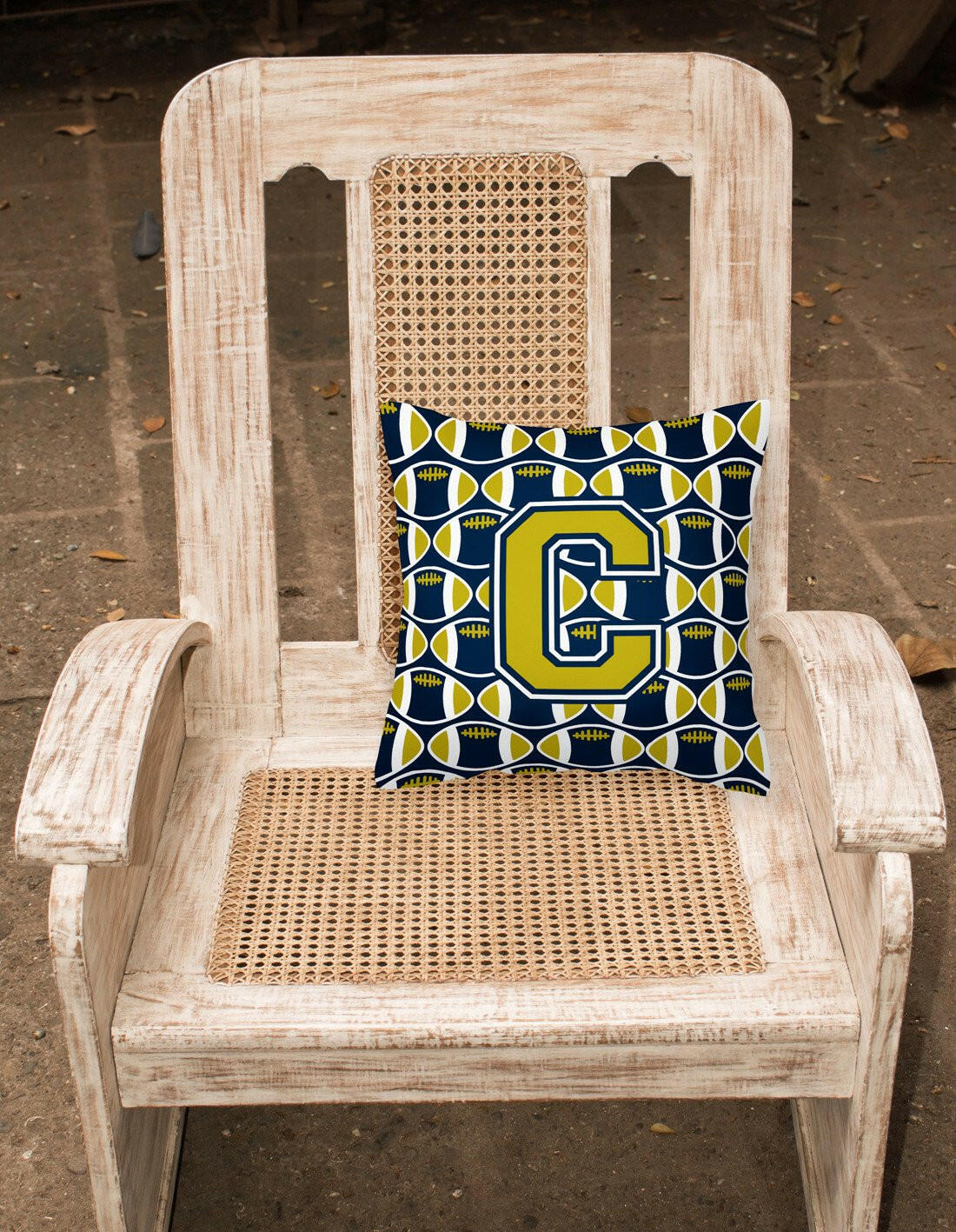 Letter C Football Blue and Gold Fabric Decorative Pillow CJ1074-CPW1414 by Caroline's Treasures