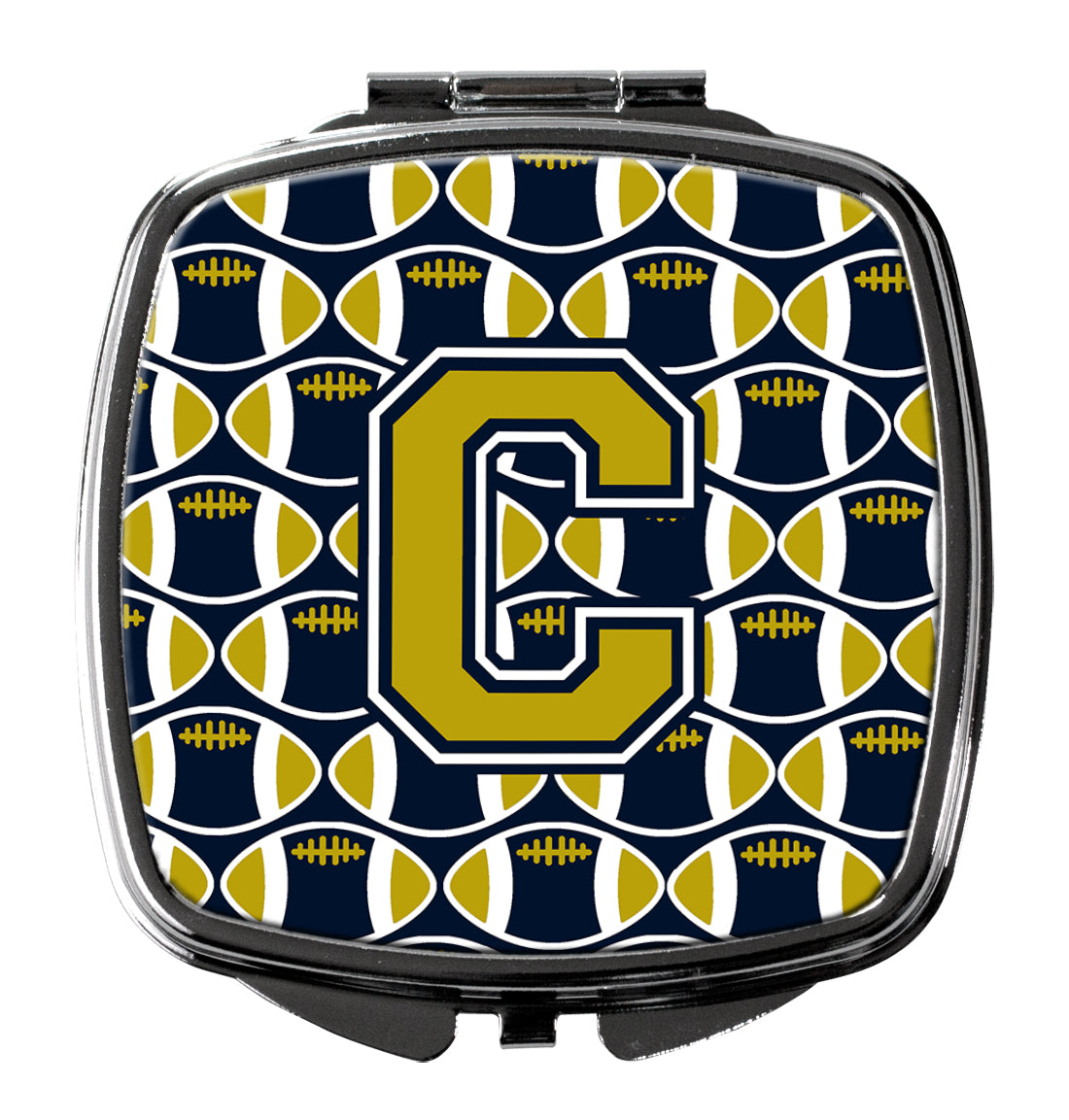 Letter C Football Blue and Gold Compact Mirror CJ1074-CSCM  the-store.com.