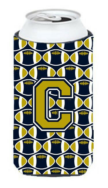 Letter C Football Blue and Gold Tall Boy Beverage Insulator Hugger CJ1074-CTBC by Caroline&#39;s Treasures