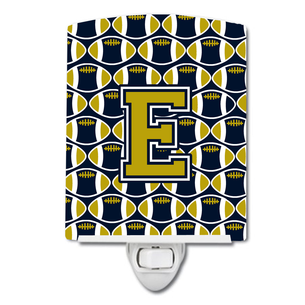 Letter E Football Blue and Gold Ceramic Night Light CJ1074-ECNL - the-store.com