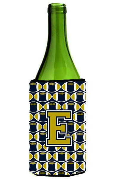 Letter E Football Blue and Gold Wine Bottle Beverage Insulator Hugger CJ1074-ELITERK by Caroline's Treasures