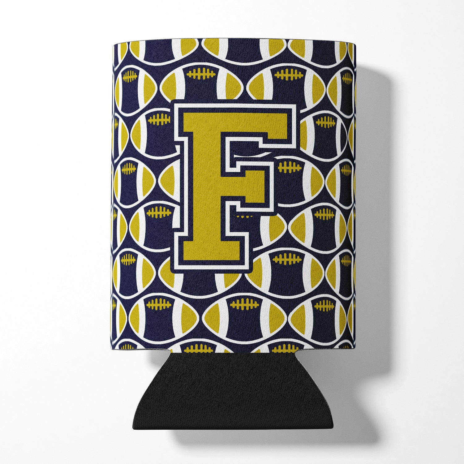 Letter F Football Blue and Gold Can or Bottle Hugger CJ1074-FCC.