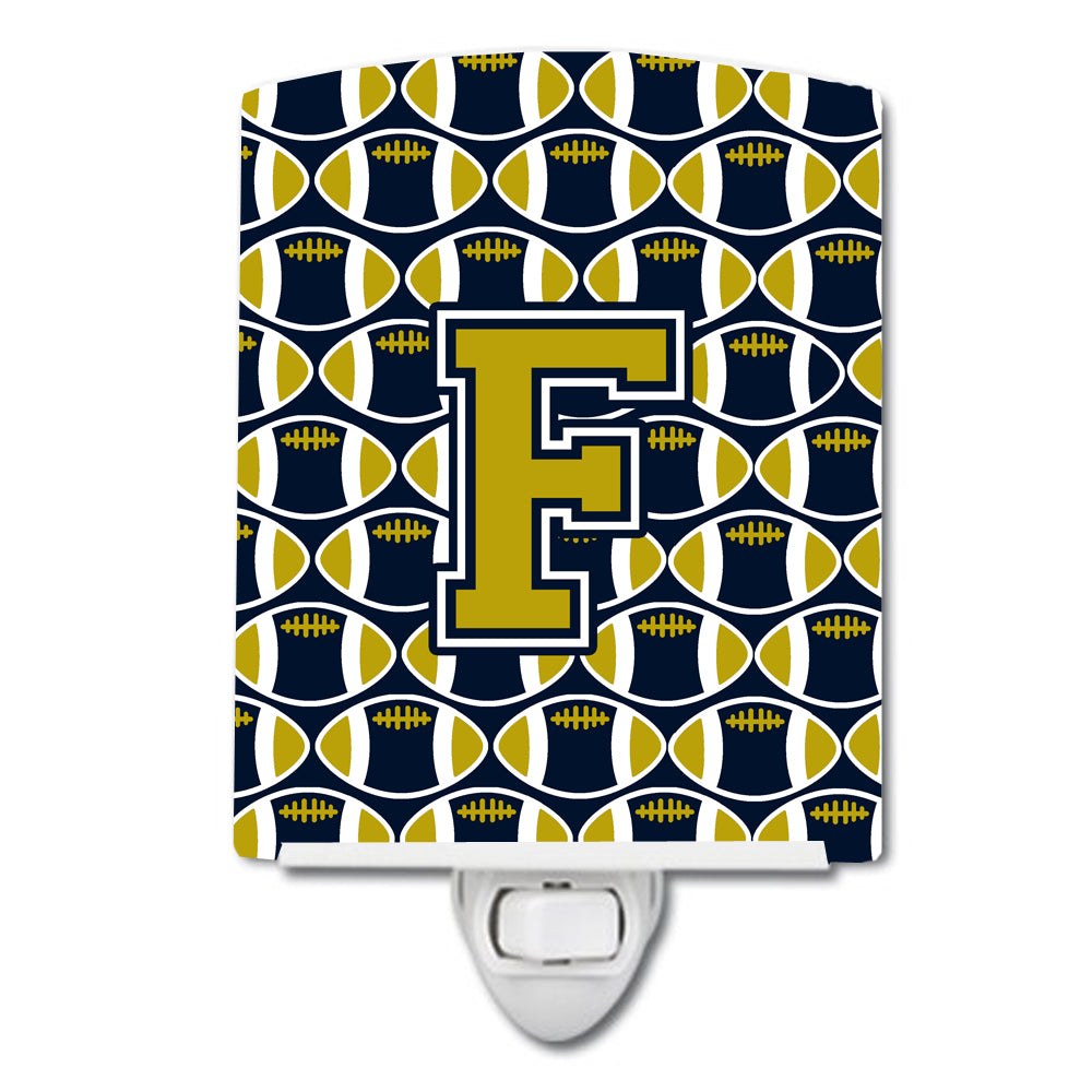 Letter F Football Blue and Gold Ceramic Night Light CJ1074-FCNL - the-store.com