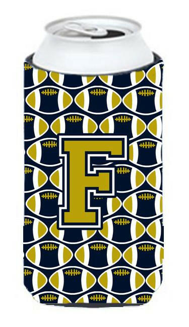 Letter F Football Blue and Gold Tall Boy Beverage Insulator Hugger CJ1074-FTBC by Caroline's Treasures