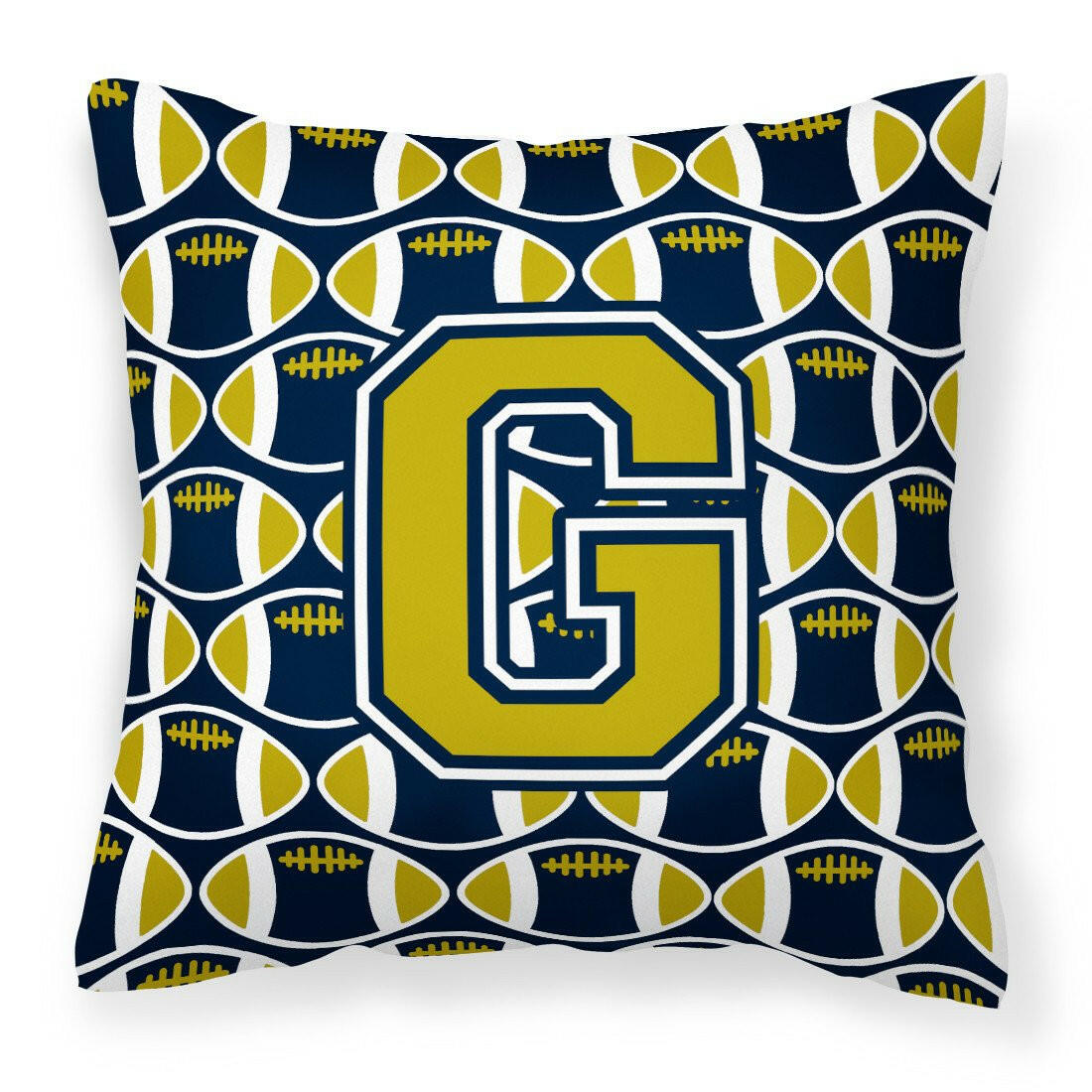 Letter G Football Blue and Gold Fabric Decorative Pillow CJ1074-GPW1414 by Caroline's Treasures