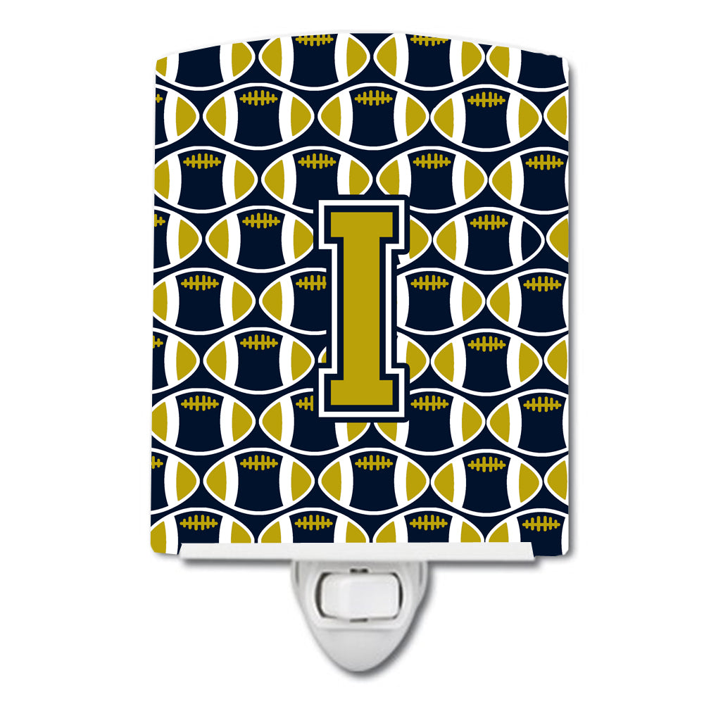 Letter I Football Blue and Gold Ceramic Night Light CJ1074-ICNL - the-store.com