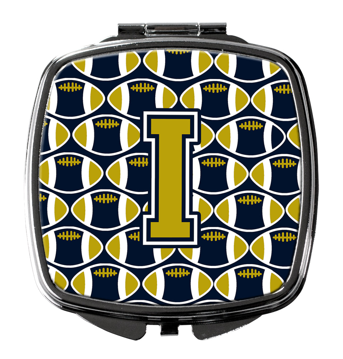 Letter I Football Blue and Gold Compact Mirror CJ1074-ISCM  the-store.com.