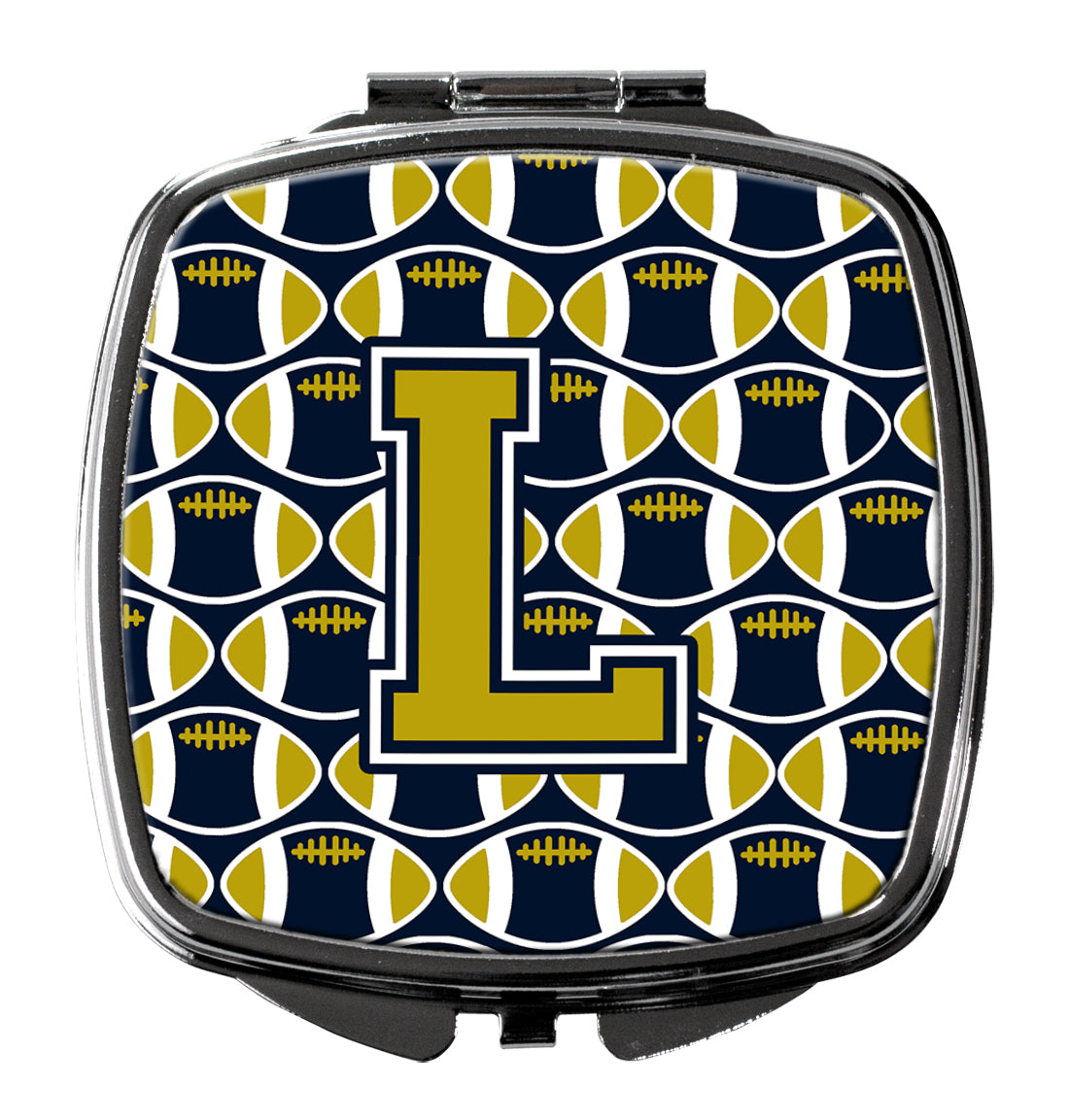 Letter L Football Blue and Gold Compact Mirror CJ1074-LSCM  the-store.com.