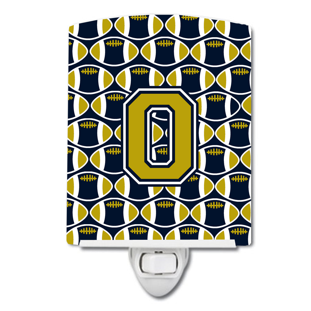 Letter O Football Blue and Gold Ceramic Night Light CJ1074-OCNL - the-store.com