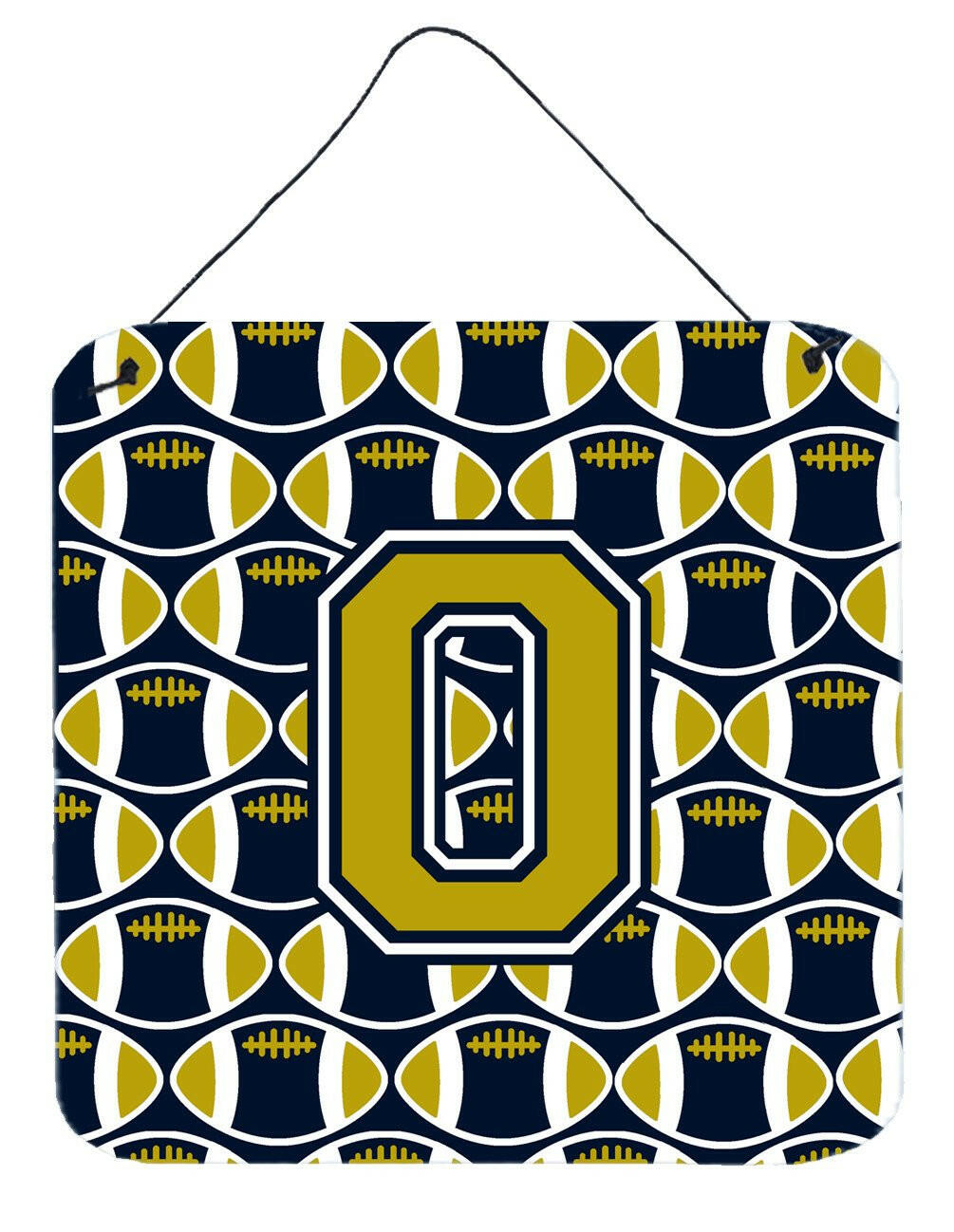 Letter O Football Blue and Gold Wall or Door Hanging Prints CJ1074-ODS66 by Caroline&#39;s Treasures