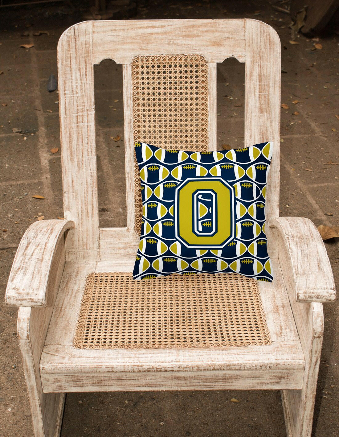 Letter O Football Blue and Gold Fabric Decorative Pillow CJ1074-OPW1414 by Caroline's Treasures