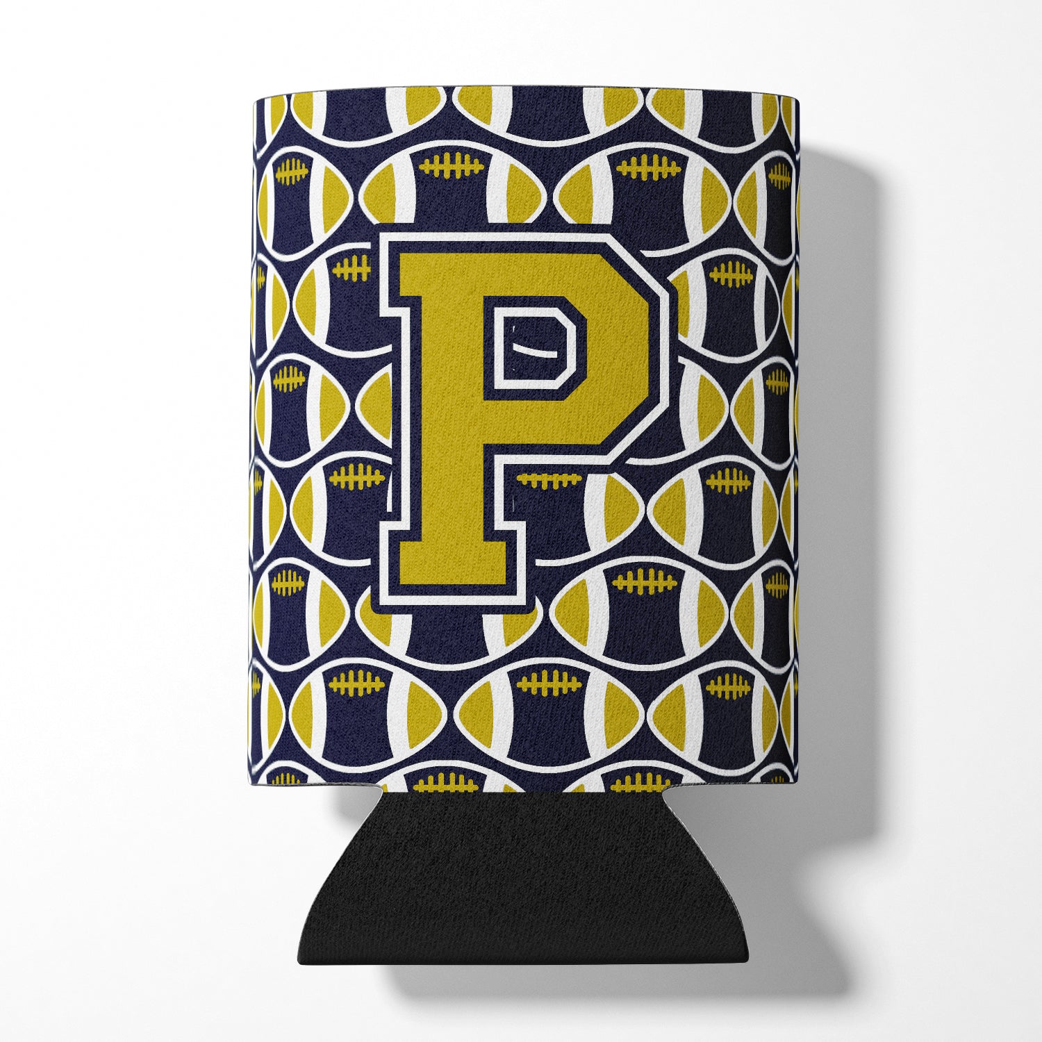 Letter P Football Blue and Gold Can or Bottle Hugger CJ1074-PCC.