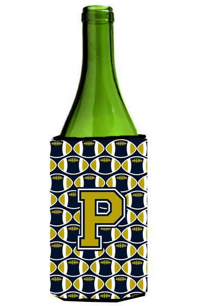 Letter P Football Blue and Gold Wine Bottle Beverage Insulator Hugger CJ1074-PLITERK by Caroline's Treasures