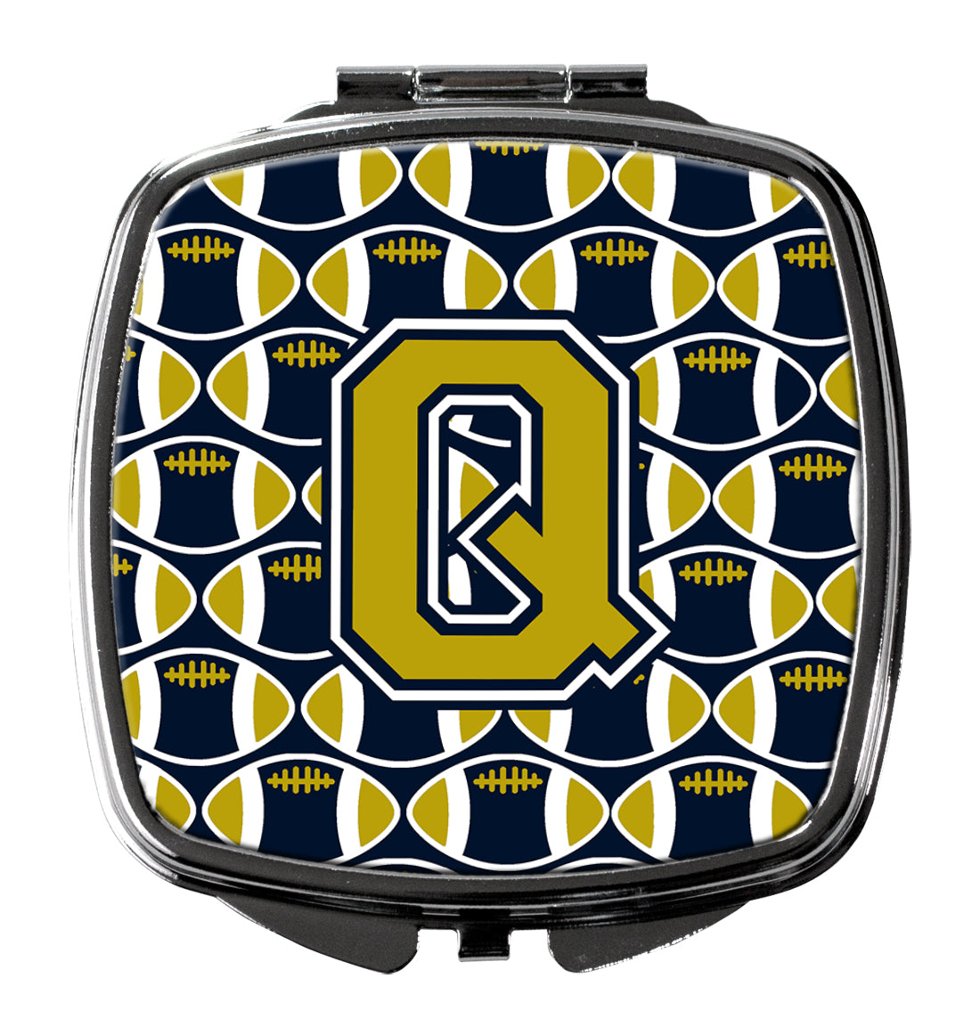 Letter Q Football Blue and Gold Compact Mirror CJ1074-QSCM  the-store.com.