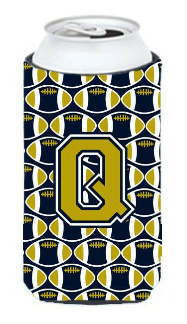 Letter Q Football Blue and Gold Tall Boy Beverage Insulator Hugger CJ1074-QTBC by Caroline's Treasures