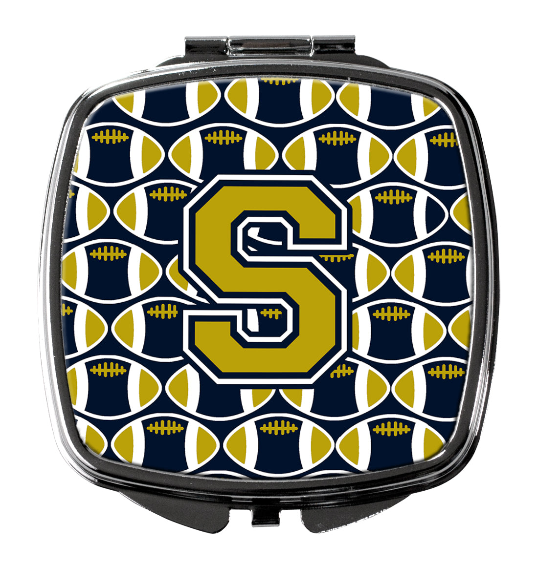 Letter S Football Blue and Gold Compact Mirror CJ1074-SSCM  the-store.com.