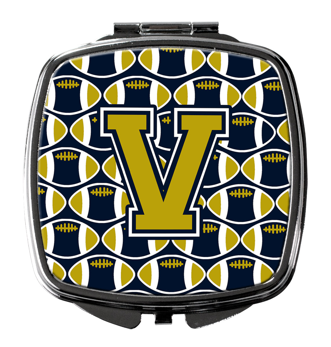 Letter V Football Blue and Gold Compact Mirror CJ1074-VSCM  the-store.com.