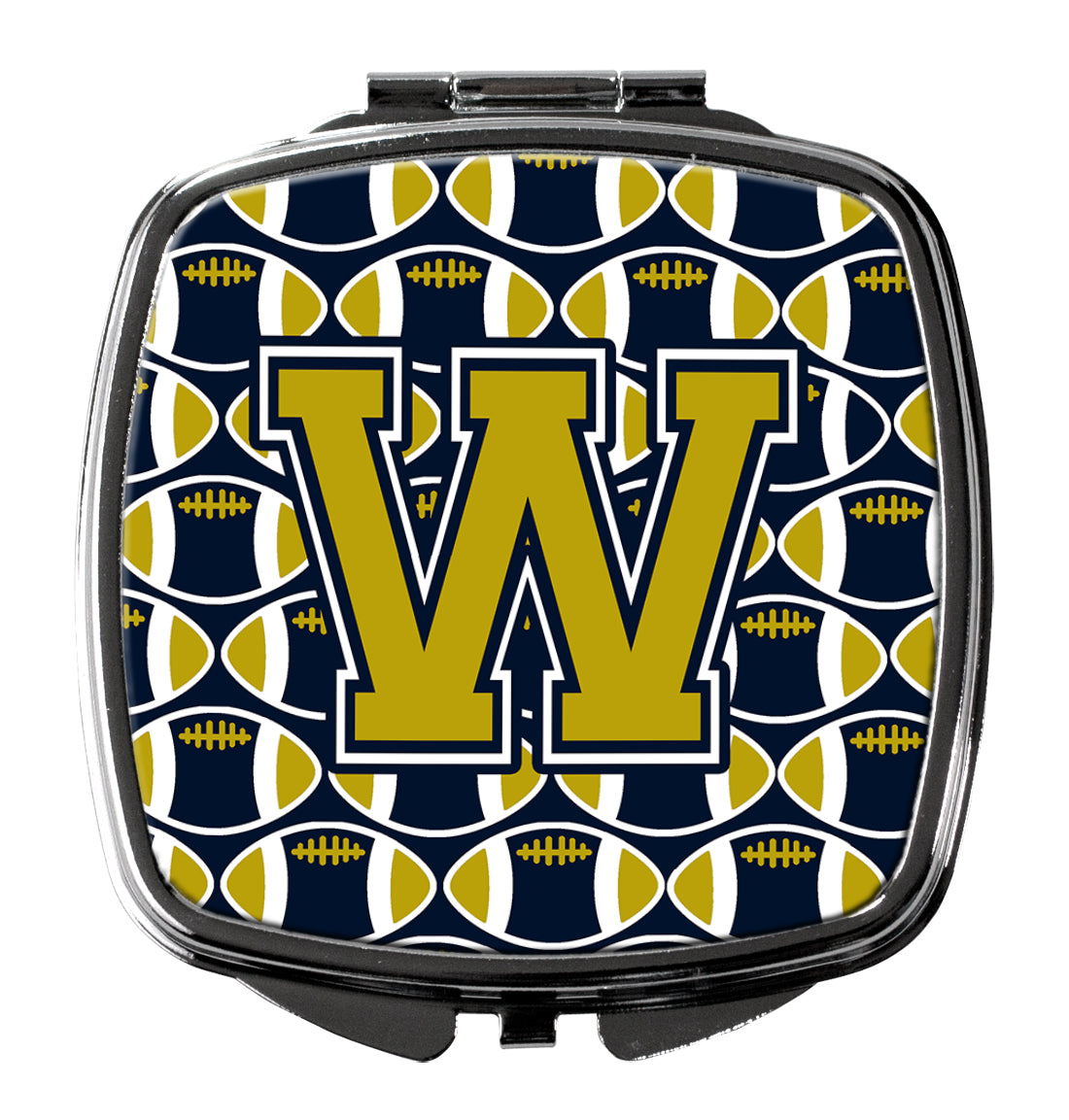 Letter W Football Blue and Gold Compact Mirror CJ1074-WSCM  the-store.com.