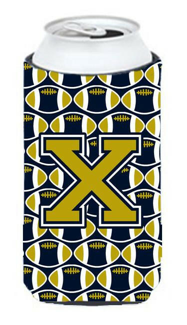 Letter X Football Blue and Gold Tall Boy Beverage Insulator Hugger CJ1074-XTBC by Caroline&#39;s Treasures