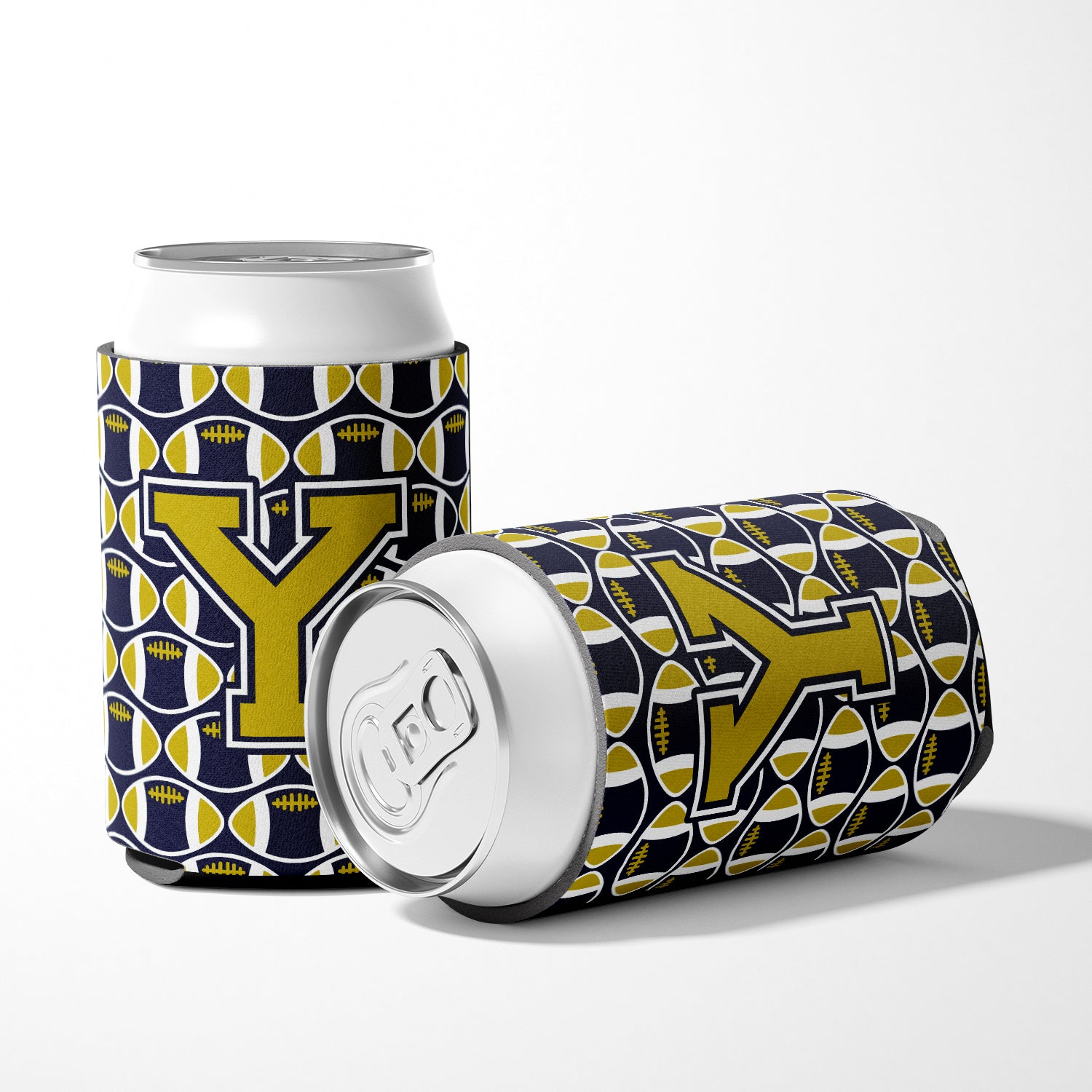 Letter Y Football Blue and Gold Can or Bottle Hugger CJ1074-YCC.