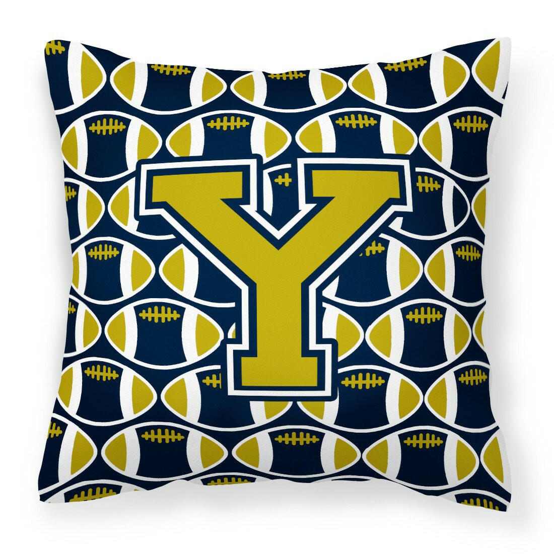 Letter Y Football Blue and Gold Fabric Decorative Pillow CJ1074-YPW1414 by Caroline's Treasures