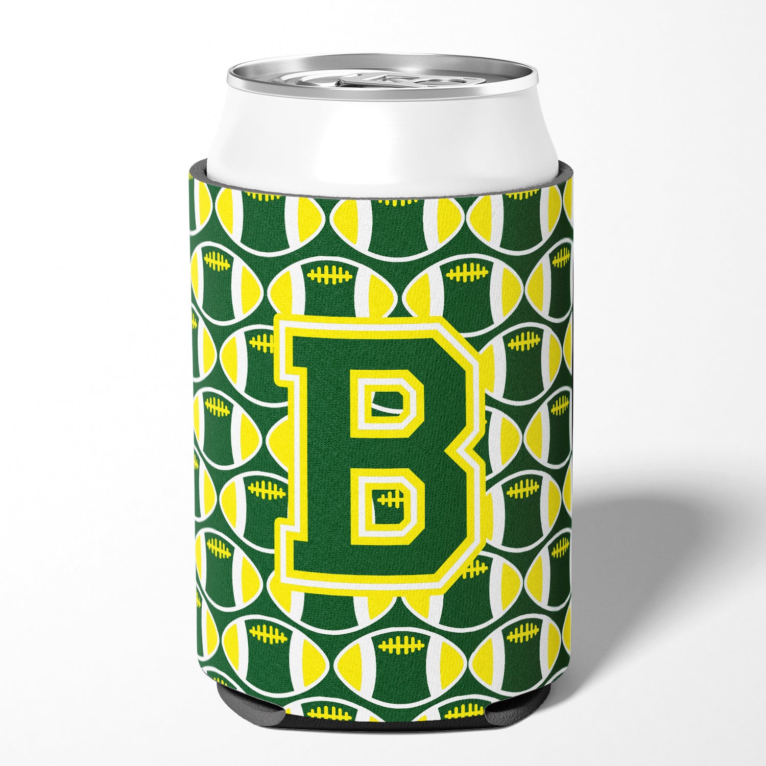 Letter B Football Green and Yellow Can or Bottle Hugger CJ1075-BCC.