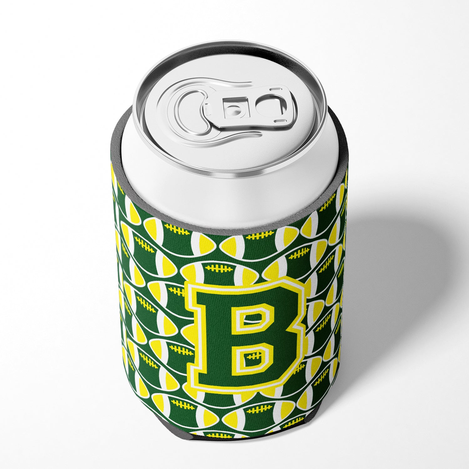 Letter B Football Green and Yellow Can or Bottle Hugger CJ1075-BCC.