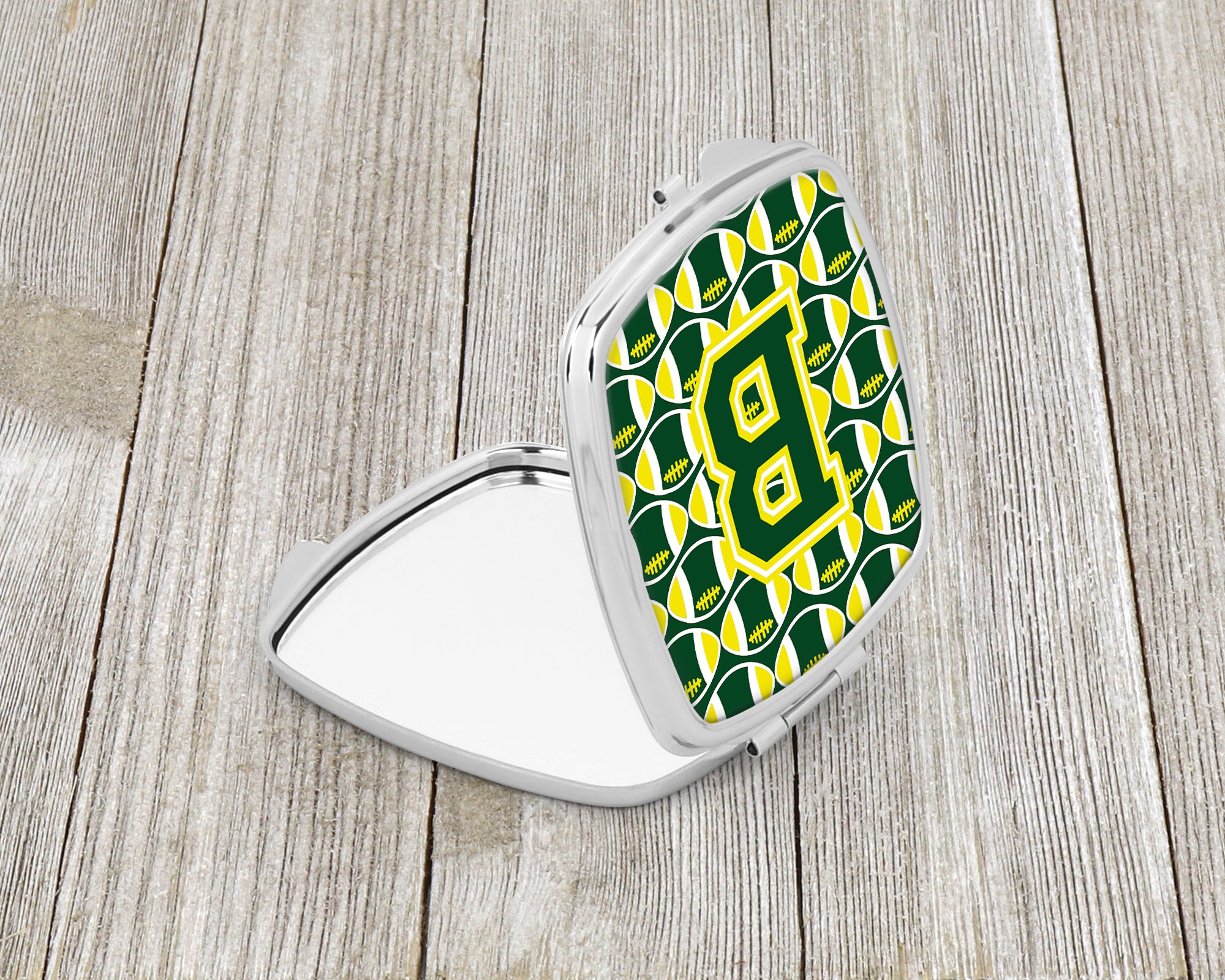 Letter B Football Green and Yellow Compact Mirror CJ1075-BSCM  the-store.com.