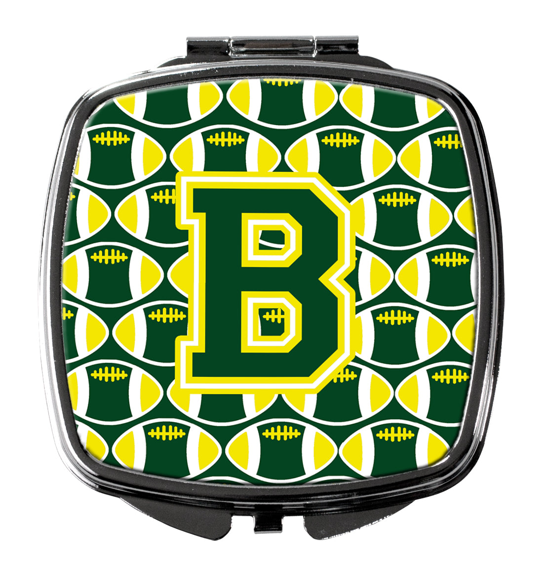 Letter B Football Green and Yellow Compact Mirror CJ1075-BSCM  the-store.com.